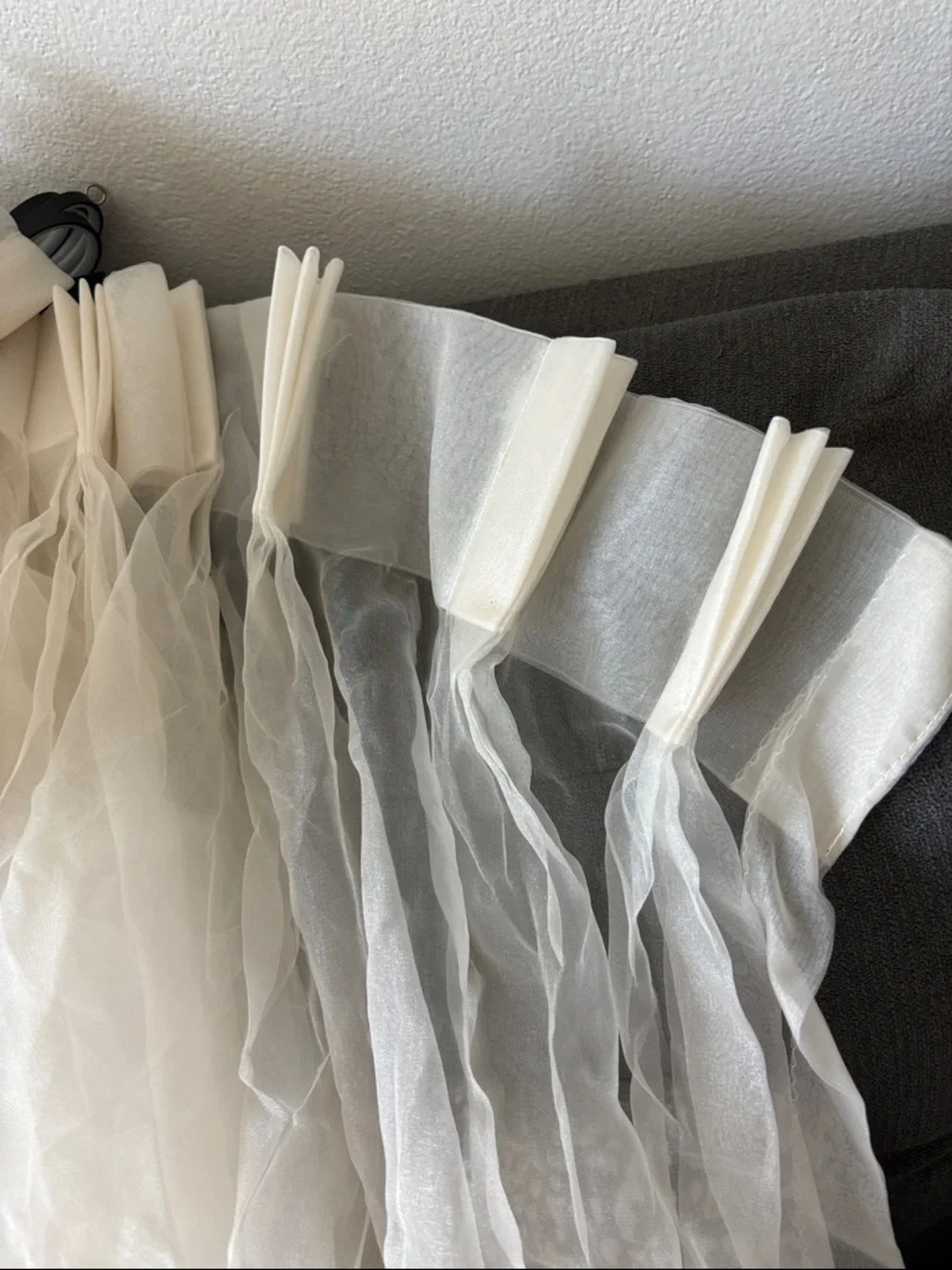 Sheer Embroidered Leaf Curtain Panel Set- Ivory 105” long 56” wide